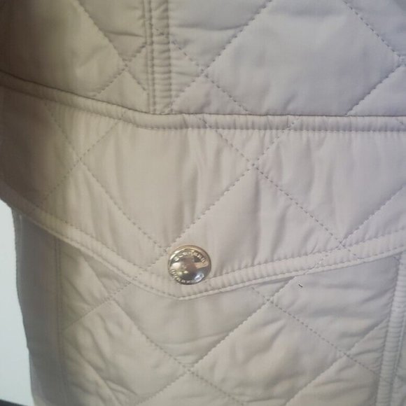 Burberry Brit Jacket Women's Tan Quilted Snap Close Hip Length Coat Size L - Picture 11 of 15